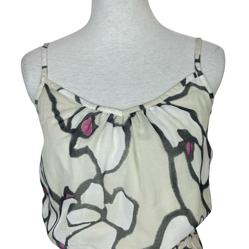 LOFT Gray Beige Neutral Floral Spaghetti Strap Cinch Waist Casual Maxi Dress - Picture 2 of 8